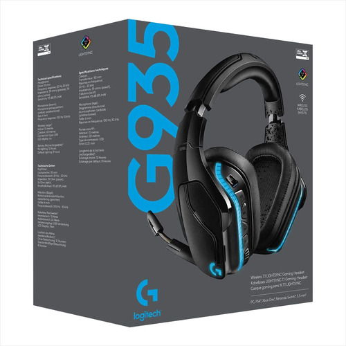 Imagen 9 de 10 de Diadema Gamer Inalámbrica 7.1 Logitech G935 / Rgb Lightsync