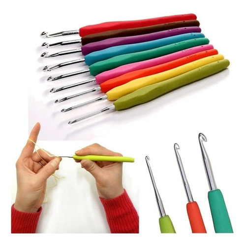 Set De 9 Agujas Crochet Mango Silicona - Envío Gratis!