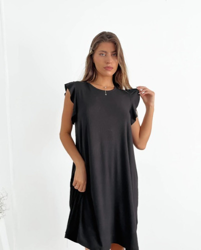 Vestido Mujer Corto Morley Manga Volados Tiras Espalda