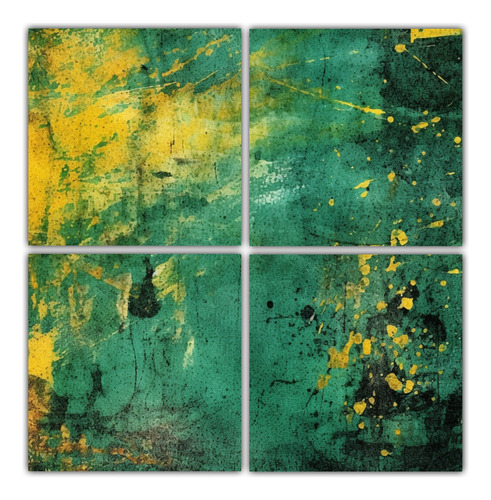 140x140cm Cuadro Abstracto Verde Con Fondo Grunge Flores