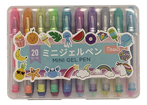 Niko Gel Pen Mini 20 Glitter Colored Pens 2 Pack