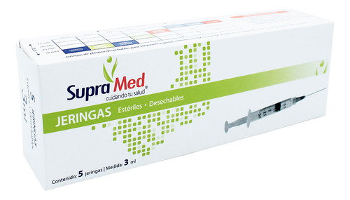 Jeringas Para Insulina Supramed De 3ml Color Negro Caja Con 5 Jeringas