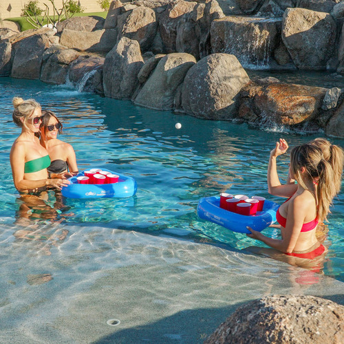 Pool Pong Rack Juego De Beer Pong Flotante Incluye 2