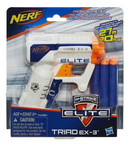 Lançador De Dardos Nerf Triad Ex-3 Hasbro C/3 Dardos