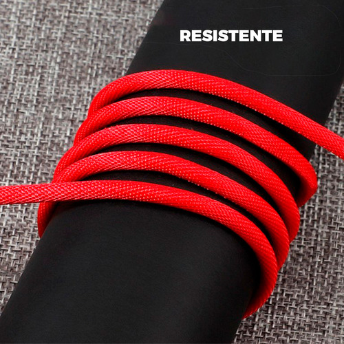 Cable Cargador Reforzado Micro Usb V8 Universal Rapido L 90º Color Rojo
