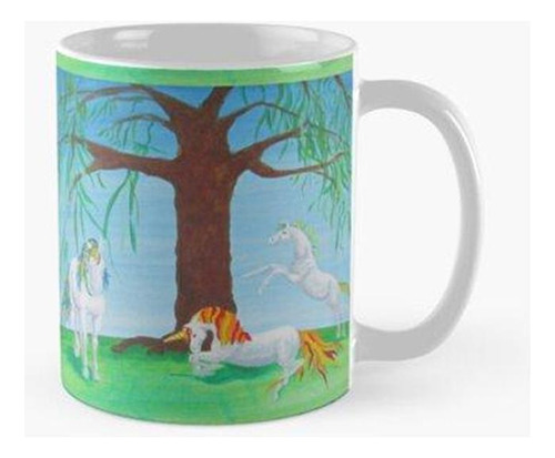 Taza Unicornio Arte Familiar Pintura Acrílica Animales Legen