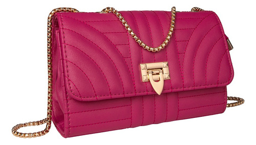 Bolsa Transversal Correntes Feminina Alice Palucci Fashion Cor Pink Desenho Do Tecido Liso