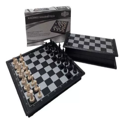 Mini Jogo De Xadrez De Bolso Magnético Para Viagens 13cm - Preto