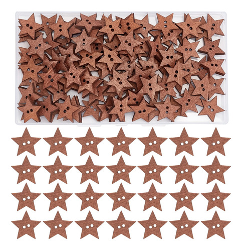 Gorgecraft 1 Caja De 100 Botones De Estrellas De Madera Con