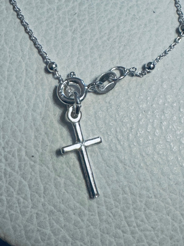Pulsera Denario De Plata 925 Italiana Con Dije De Cruz Plateado 43.18 Cm 45.72 Cm