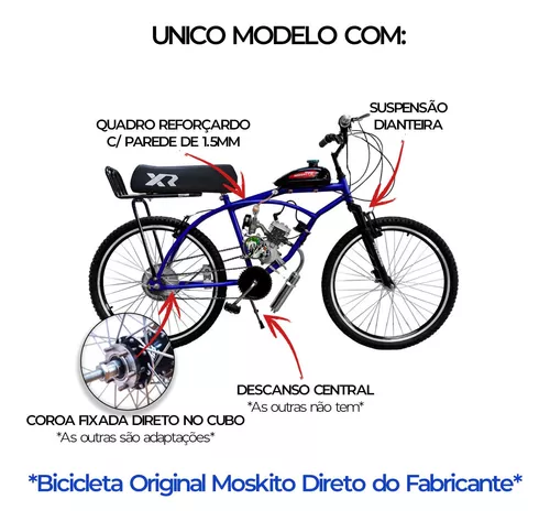 Bicicleta Motorizada Motor Moskito 80cc E Banco Mobilete