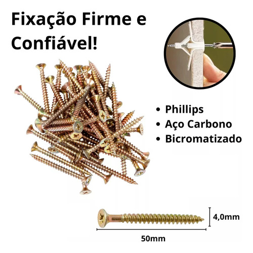 200pcs Bucha Aba Fly 6mm C/ Anel Drywall Gesso + Parafusos