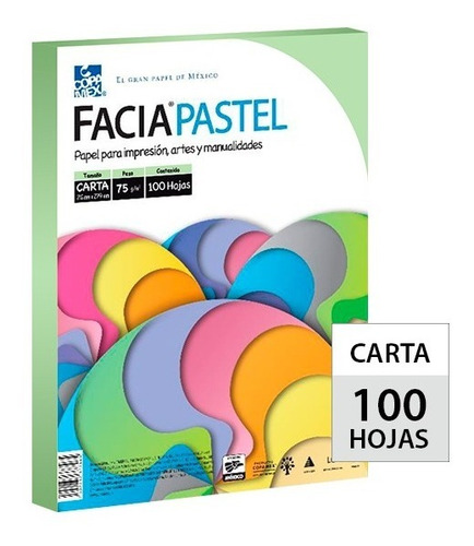 Papel Facia Pastel Verde Carta - Paquete Con 100 Hojas