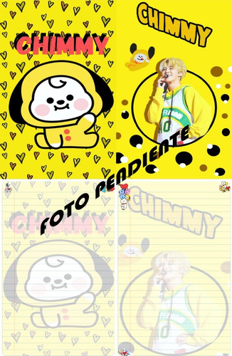 Libreta Chimmy Jimin Amarillo Cuaderno Kpop Bts Bt21 1/2 Cta