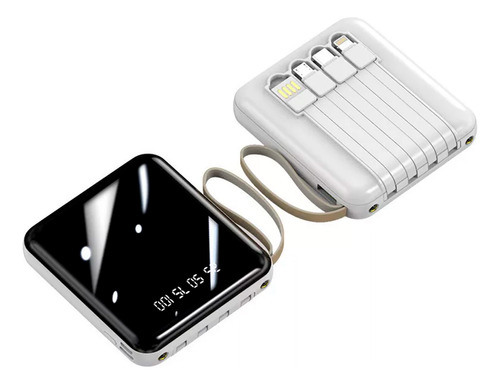 Power Bank Pila Batería Recargable Kimhi Color Blanco Con 4 Cables, 2 Puertos Usb Y Display Digital Led De 20,000mah Para Celular Y Tablet