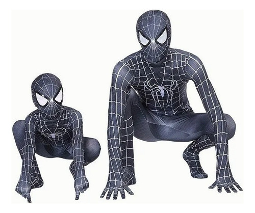 Traje Disfraz De Spiderman Negro Para Adulto/niño