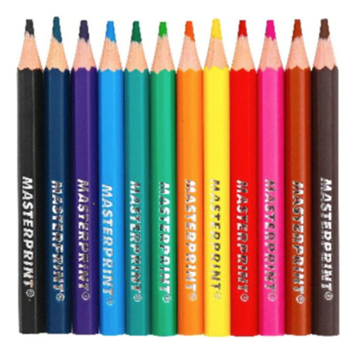 Lápis De Cor Mini De Resina12 Cores Masterprint Colorido