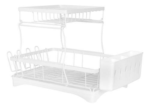Escurridor De Platos Acero Inoxidable Ajustable Drenaje 360° Blanco