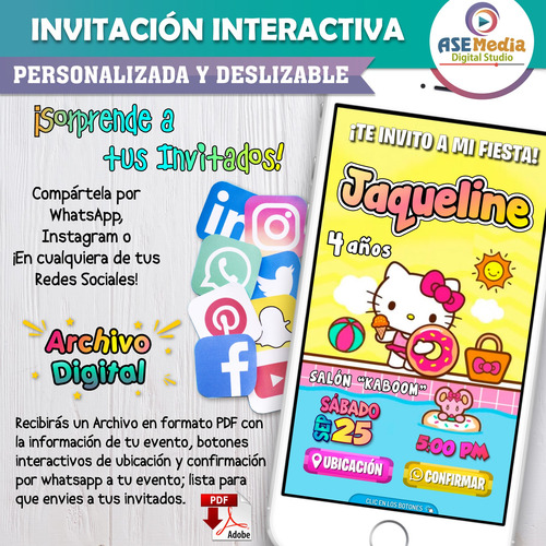 Invitación Digital Pdf Botones Confirmación Y Ubicación