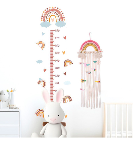 Organizador Macramé Arcoíris Para Moños Decoración Niña Color Rosa
