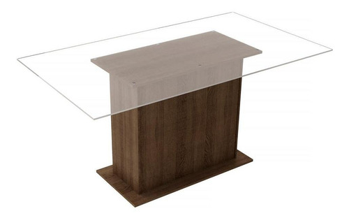 Mesa Madesa Com Tampo De Vidro 5251a Cor Rustic Cor da tampa Incolor Cor dos pés Rustic