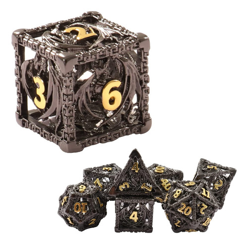 Ddfe New Hollow Metal Dnd Dice 7pcs Set Para Dungeons And Dr