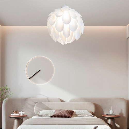 Lampara Colgante 3 Modos De Luz Flor Blanca Estilo Nordico Estructura Blanco