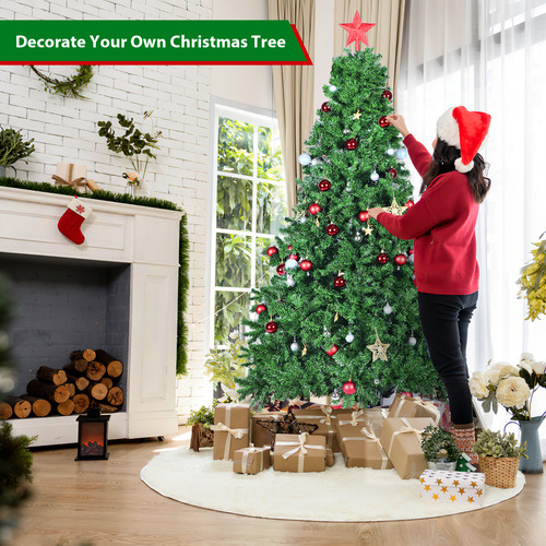 2.1m De Árbol De Navidad Artificial Verde Pino 1346 Ramas