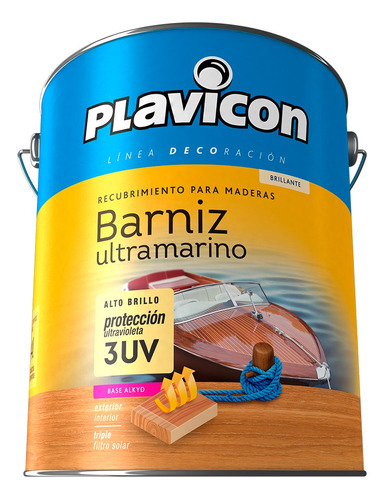 Plavicon Barniz Ultra Marino Filtros Ultravioleta X 4 Lts. 