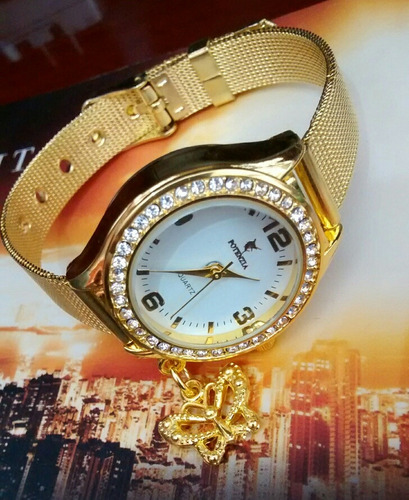 Relógio Feminino Dourado Luxo Resistente E Barato Dourado