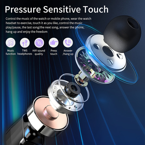 Kit Relógio Inteligente Smartwatch Gt66 Fone S/fio 5.0 Nfe