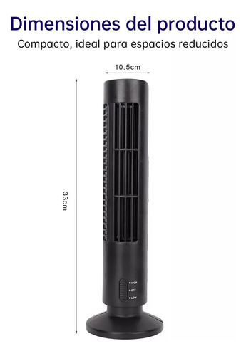 Mini Ventilador De Torre Personal Portátil De Escritorio Estructura Negro Diámetro 6 Cm Material De Las Aspas Plástico