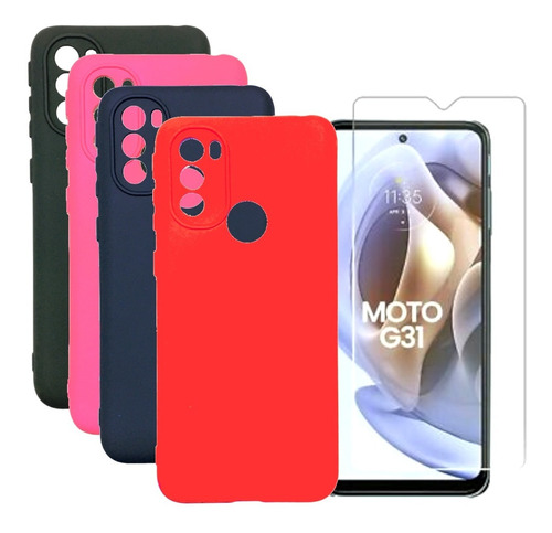 Protector Silicona Motorola Moto G31 Funda Case + Templado 