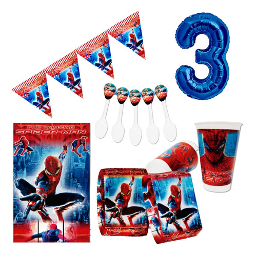 Set Kit Decoracion Spiderman  X12 Niños + Obsequio