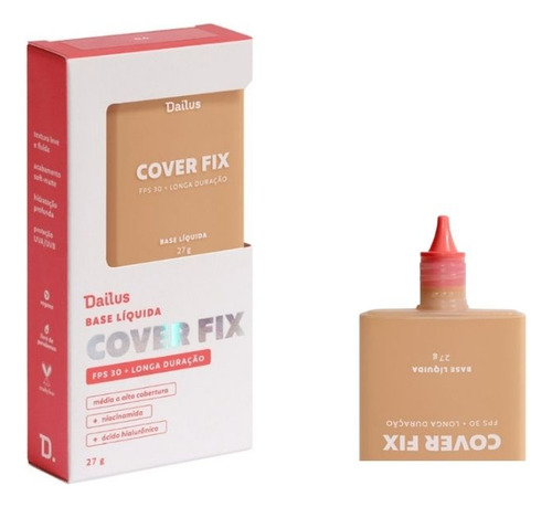 Base Líquida Dailus Cover Fix D6-médio Fps 30 Soft Matte