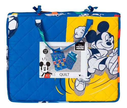 Cubre Cama Quilt Disney Mickey Mouse 1,5 Plazas Reversible 