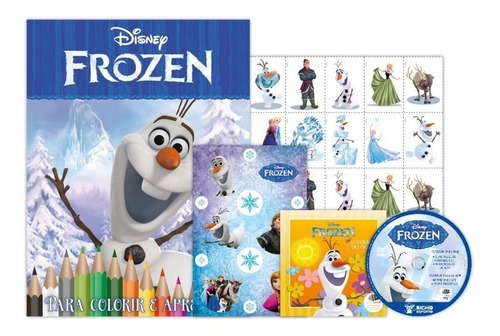 Livro Kit 5 Em 1 Colorir Com Dvd Disney - Olaf Frozen