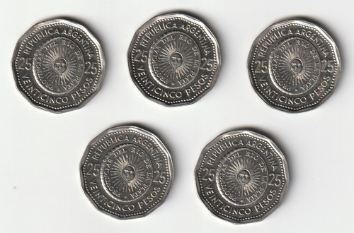 M640 Argentina Moneda 25 Pesos Serie 1964-68 Cj# 275-279 #2