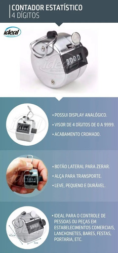 Contador Estatístico 4 Digitos De Ferro Cromado Analógico