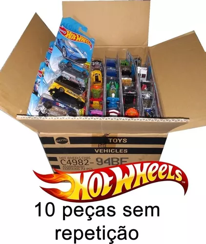 Caixa Com 10 Carrinhos Hot Wheels Sortidos - Mattel C/1 Raro