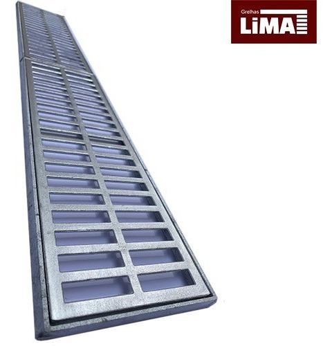 Kit 7 Ralo Linear 15x100 Alumínio Grelha + Suporte 7 Metros