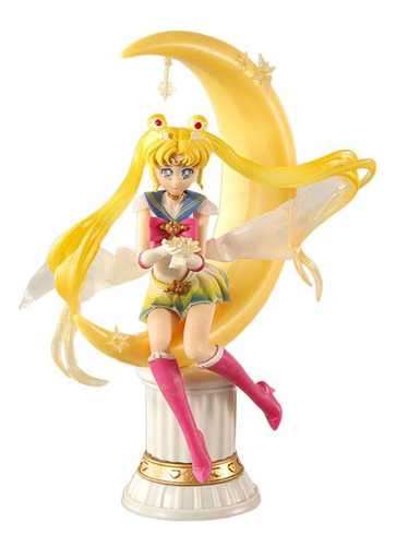 Figura Sailor Moon Prisma Lunar Escultura Vestido Blanco Lun