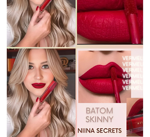 Batom Matte Niina Secrets Vermelho Hibisco 5ml - Original