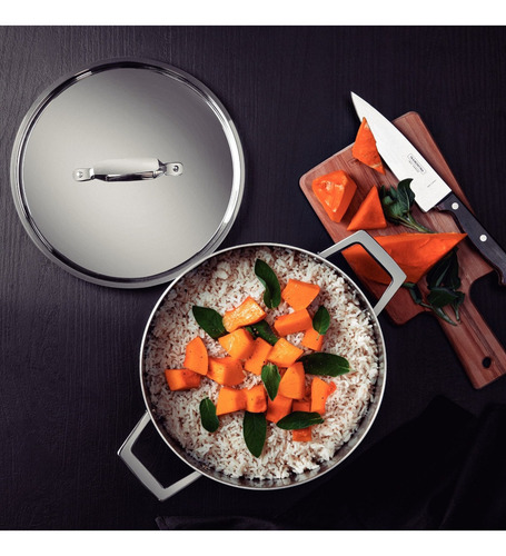 Cacerola De Acero Inoxidable Grano 25 Cm - 5,8 L Color Plateado Tramontina