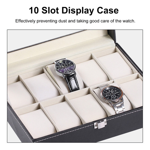 Caja De Almacenamiento Para Relojes: Vitrina De 10 Ranuras C