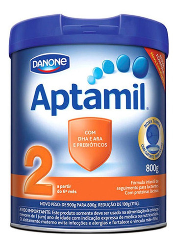 Fórmula infantil em pó Danone Aptamil 2 en lata de 1 de 800g a partir dos 6 meses