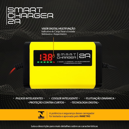 Imagem 2 de 10 de Carregador De Bateria Portatil Carro Moto 12v 2ah Automotivo