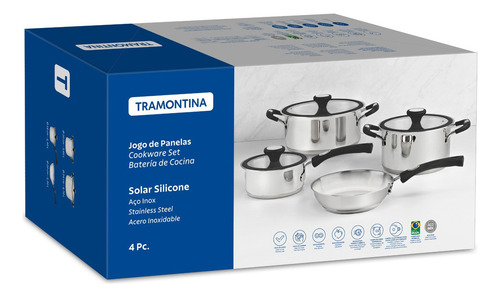 Batería De Cocina Ollas Tramontina 4 Piezas Solar Silicona