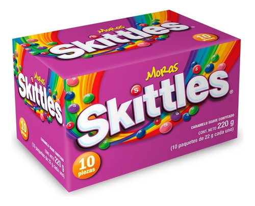 Caja De Dulces Skittles Moras Caramelo Suave 10 Piezas