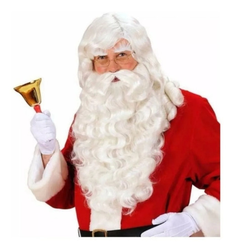 Imagen 1 de 3 de Peluca Y Barba Papa Noel Santa Claus Cotillón Disfraz